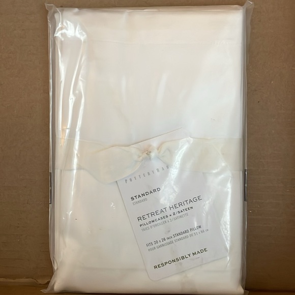 Pottery Barn Retreat Heritage Sateen Standard Pillowcases Set of 2 in White - Picture 3 of 5
